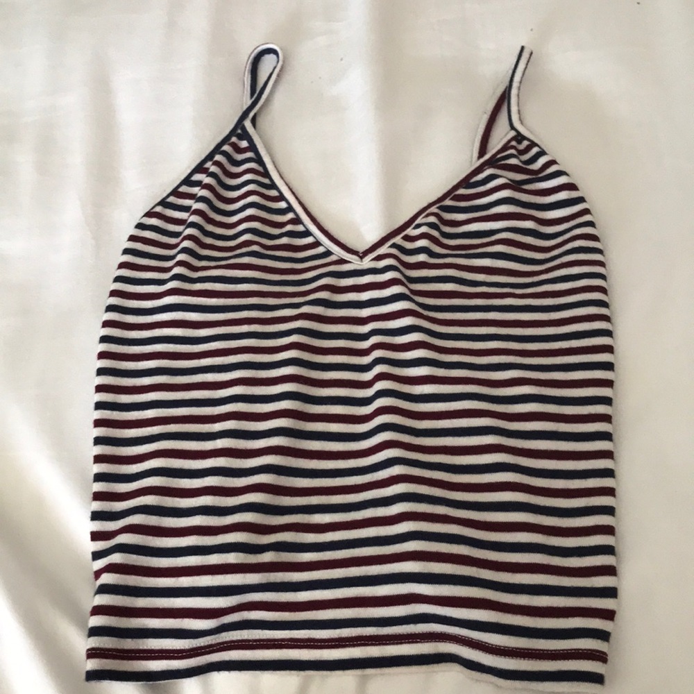 Skinny strap red white and blue V-neck tank top